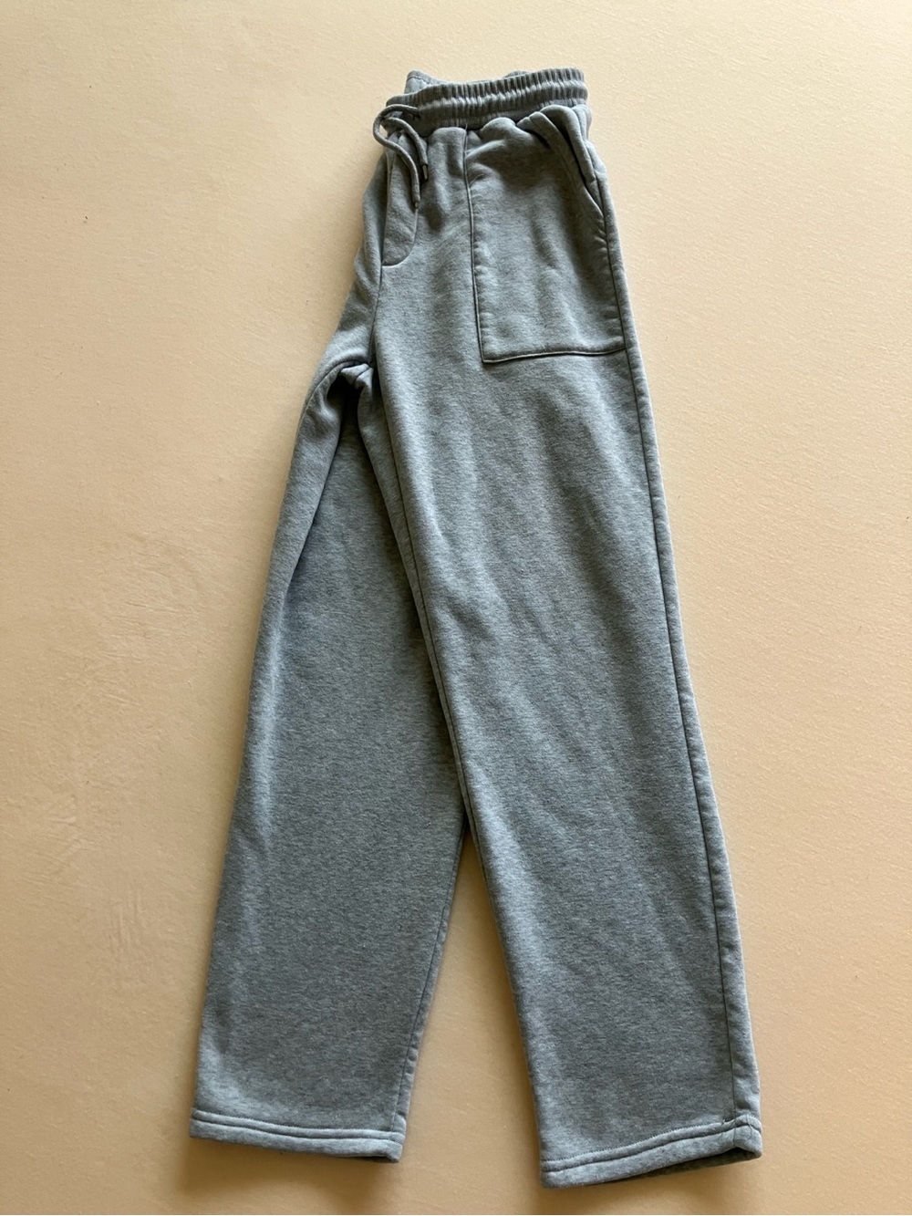 SHEIN Men’s S Grey Wide Leg Sweatpants - Elastic Drawstring Waist, Patch Pockets